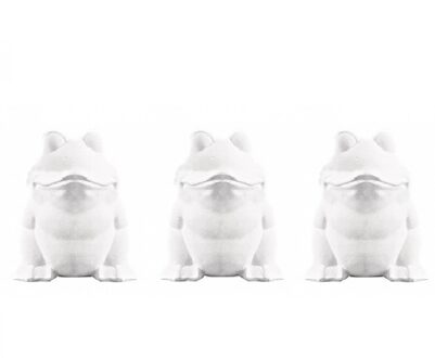 Rayher hobby materialen Rayher hobby knutselmateriaal kikker van piepschuim / styropor - 3x - wit - 13 cm