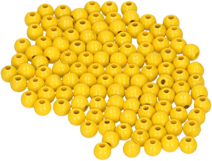 Rayher hobby materialen Rayher hobby kralen van hout - geel - Dia 6 mm - 345x stuks - DIY sieraden maken - Kralen rijgen