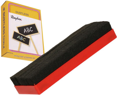 Rayher hobby materialen Rayher Hobby krijtbord wisser van 12 cm - Met 12x witte krijtjes - schoolbord beschrijven