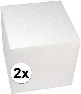 Rayher hobby materialen Rayher hobby Piepschuim vormen/figuren kubus - 2x - wit - 20 x 20 cm - knutselen artikelen