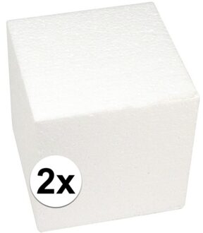 Rayher hobby materialen Rayher hobby Piepschuim vormen kubus - 2x - 15 x 15 x 15 cm - figuren/blokken - wit
