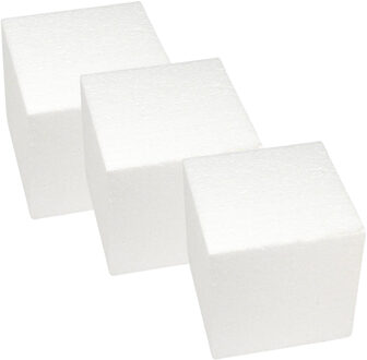 Rayher hobby materialen Rayher hobby Piepschuim vormen kubus - 3x - size 15 x 15 x 15 cm - figuren/blokken - wit