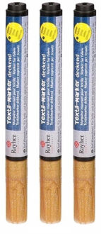 Rayher hobby materialen Rayher hobby textielstiften - 3x - glitter goud - dikke punt - voor op kleding/stof