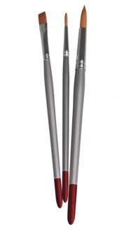 Rayher hobby materialen Rayher hobby Textielverf penselen - set van 3x stuks - houten steel - plat/rond - diverse maten