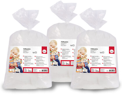 Rayher hobby materialen Rayher Hobby vulmateriaal - 3x - polyester schuim vlokken - 300 gr - knuffels/kussens - zeer donzig