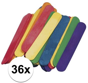 Rayher hobby materialen Rayher ijsstokjes gekleurd - 36x - 15 x 2 cm - knutselstokjes - hobby houtjes artikelen Multi