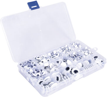 Rayher hobby materialen Rayher Knutsel/hobby wiebel oogjes - 1500x stuks - sorteer box - bewegend - 4-15 mm Zwart