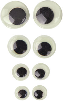 Rayher hobby materialen Rayher Knutsel/hobby wiebel oogjes - glow in the dark - bewegend - 4 formaten - 40x stuks Zwart