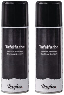Rayher hobby materialen Rayher Krijtbord verf spray - 2x - zwart - 200 ml - schoolbordverf