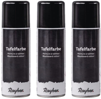 Rayher hobby materialen Rayher Krijtbord verf spray - 3x - zwart - 200 ml - schoolbordverf