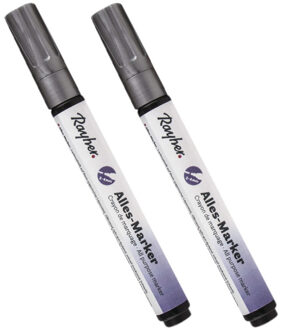 Rayher hobby materialen Rayher Marker stift - 2x - zilver - dikke punt - markeren - knutsel/hobby materiaal