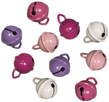 Rayher hobby materialen Rayher Metalen belletjes - 10x stuks -roze mix 15 mm - knutselen - Kerst kersmuts belletjes