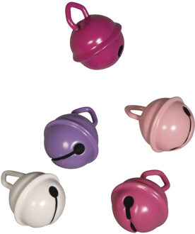 Rayher hobby materialen Rayher Metalen belletjes - 5x stuks -roze mix 15 mm - knutselen - Kerst kersmuts belletjes