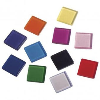 Rayher hobby materialen Rayher Mozaiek steentjes/tegeltjes - 205x stuks - multi - 1 cm - kunststof