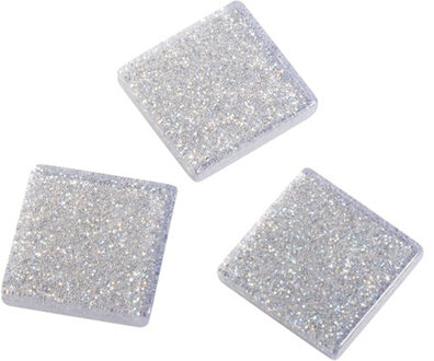 Rayher hobby materialen Rayher Mozaiek steentjes/tegeltjes - 205x stuks - zilver - 1 cm - kunststof