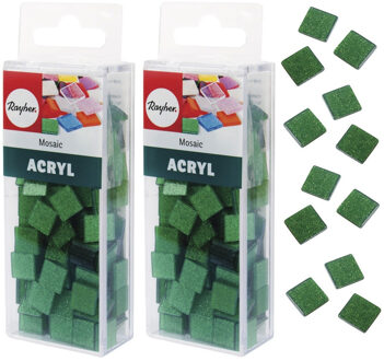 Rayher hobby materialen Rayher Mozaiek steentjes/tegeltjes - 410x stuks - groen - 1 cm - kunststof