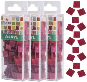 Rayher hobby materialen Rayher Mozaiek steentjes/tegeltjes - 615x stuks - rood - 1 cm - kunststof