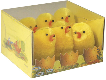 Rayher hobby materialen Rayher Paaskuikentjes - 6x stuks - 5 cm - Paasdecoratie kuikentjes