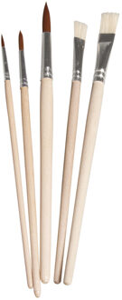 Rayher hobby materialen Rayher Schilder penselen - 5-delige set - synthetisch - knutsel kwasten