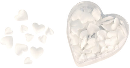 Rayher hobby materialen Rayher Strooihartjes - 200x stuks - luxe - satijn - hartjes - 13 a 20 mm - huwelijk - versiering Wit