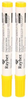 Rayher hobby materialen Rayher textielstift - 2x - dikke punt - geel - 2-4 mm - tekenen/knutselen - kleding beschrijven