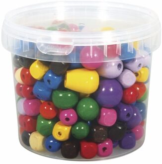Rayher hobby materialen Rayker hobby grote gekleurde houten kralen - 16-25 mm - box van 350 gram Multi