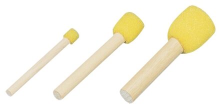 Rayher hobby materialen Schmink stempels sponsjes set van 3 stuks - houten steel - verschillende formaten Multi