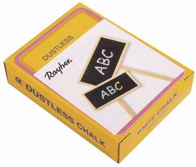 Rayher hobby materialen Schoolbord krijtjes in het wit - 24x stuks - Hobby/kantoor/speelgoed - schoolbordkrijt