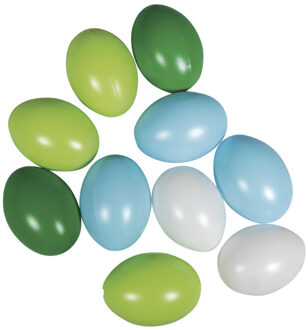Rayher hobby materialen Set van 10x stuks kunststof paaseitjes multi-kleur 6 cm