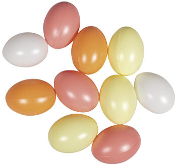 Rayher hobby materialen Set van 10x stuks kunststof paaseitjes multi-kleur 6 cm