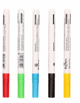 Rayher hobby materialen Setje van 5x stuks kleuren textielstiften met fijne punt