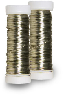 Rayher hobby materialen Sieraden maken draad - 2x - creme - 0.3 mm dik - 50 meter snoer - haakdraad