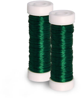 Rayher hobby materialen Sieraden maken draad - 2x - donkergroen - 0.3 mm dik - 50 meter snoer - haakdraad