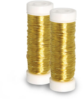 Rayher hobby materialen Sieraden maken draad - 2x - goud - 0.3 mm dik - 50 meter snoer - haakdraad