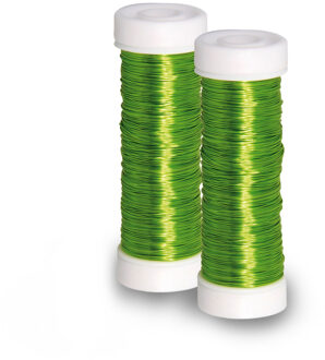 Rayher hobby materialen Sieraden maken draad - 2x - groen - 0.3 mm dik - 50 meter snoer - haakdraad