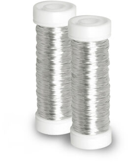 Rayher hobby materialen Sieraden maken draad - 2x - zilver - 0.3 mm dik - 50 meter snoer - haakdraad