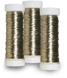 Rayher hobby materialen Sieraden maken draad - 3x - creme - 0.3 mm dik - 50 meter snoer - haakdraad