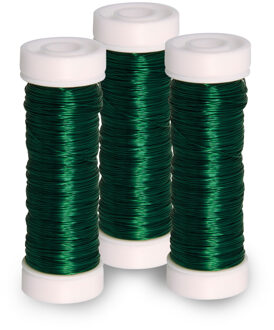 Rayher hobby materialen Sieraden maken draad - 3x - donkergroen - 0.3 mm dik - 50 meter snoer - haakdraad