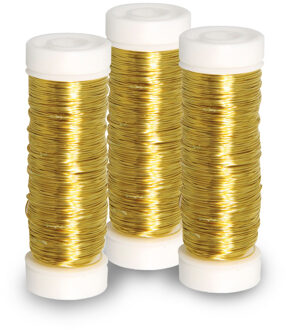 Rayher hobby materialen Sieraden maken draad - 3x - goud - 0.3 mm dik - 50 meter snoer - haakdraad