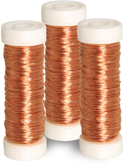 Rayher hobby materialen Sieraden maken draad - 3x - koper - 0.3 mm dik - 50 meter snoer - haakdraad