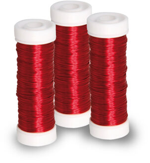 Rayher hobby materialen Sieraden maken draad - 3x - rood - 0.3 mm dik - 50 meter snoer - haakdraad