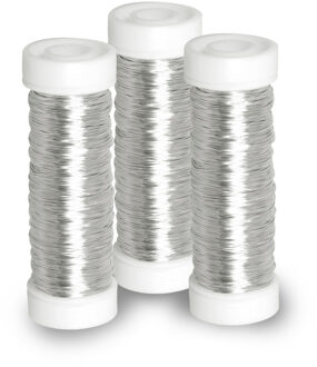 Rayher hobby materialen Sieraden maken draad - 3x - zilver - 0.3 mm dik - 50 meter snoer - haakdraad