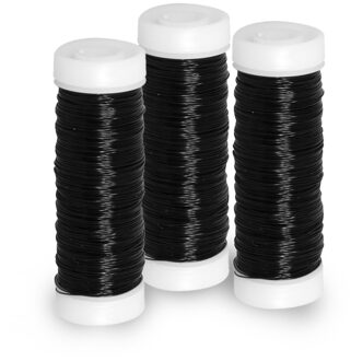 Rayher hobby materialen Sieraden maken draad - 3x - zwart - 0.3 mm dik - 50 meter snoer - haakdraad