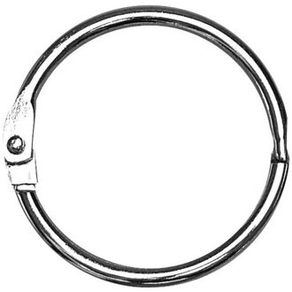 Rayher hobby materialen Sleutelringen/boekringen - 20x stuks - met opening - 25 mm Zilver