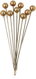 Rayher hobby materialen Spelden met parel kop/kopspelden - 6.5 cm - goud - 100x stuks - hobby steekspelden