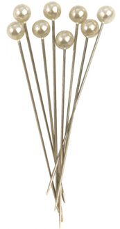 Rayher hobby materialen Spelden met parel kop/kopspelden - 6.5 cm - wit - 100x stuks - hobby steekspelden