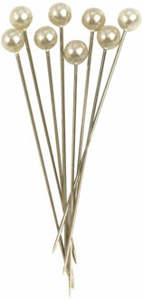 Rayher hobby materialen Spelden met parel kop/kopspelden - 6.5 cm - wit - 50x stuks - hobby steekspelden
