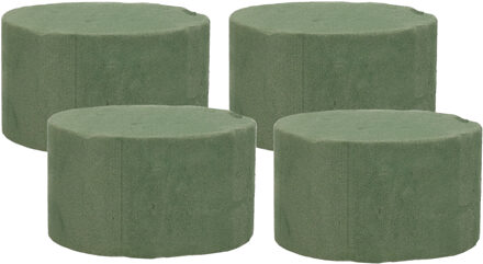 Rayher hobby materialen Steekschuim/oase - 4x - rond - groen - blok nat - dia 10 x hoogte 6 cm
