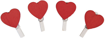 Rayher hobby materialen Valentijn / huwelijk artikelen - 12x stuks mini knijpertjes met rode hartjes - van 2,5 cm Rood