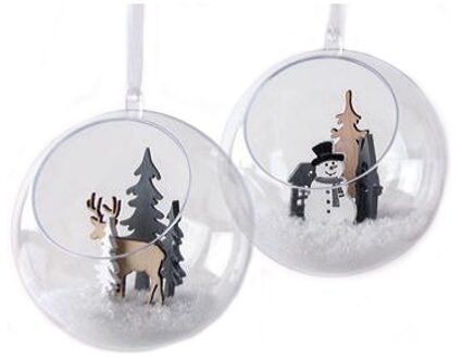 Rayher hobby materialen Vulbare kerstbal met gat 12 cm - 2x stuks